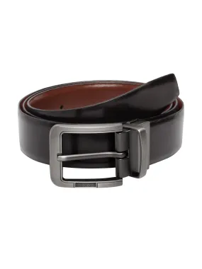 Men Black & Brown Solid Reversible Leather Belt