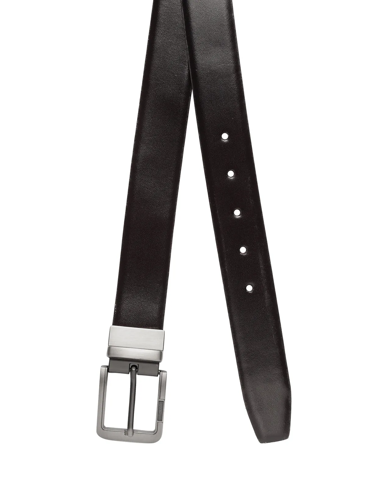 Men Black & Brown Solid Reversible Leather Belt
