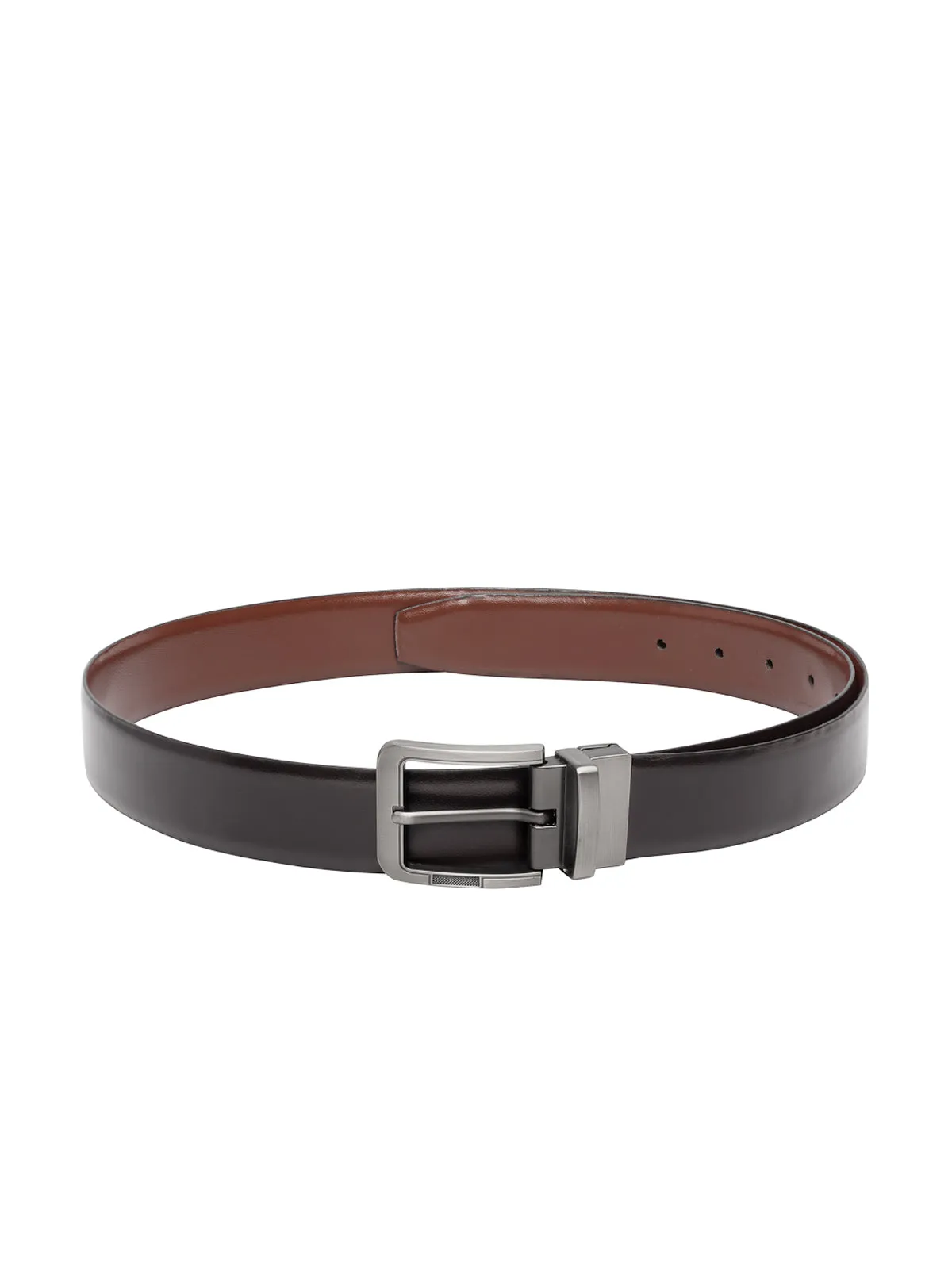 Men Black & Brown Solid Reversible Leather Belt