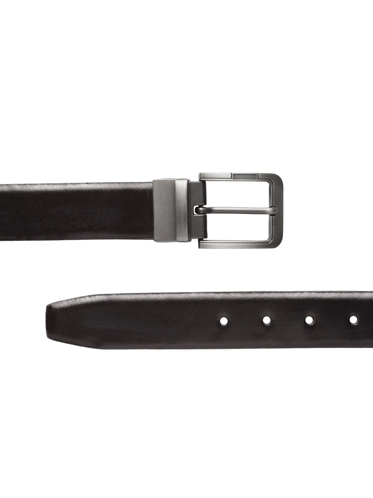Men Black & Brown Solid Reversible Leather Belt