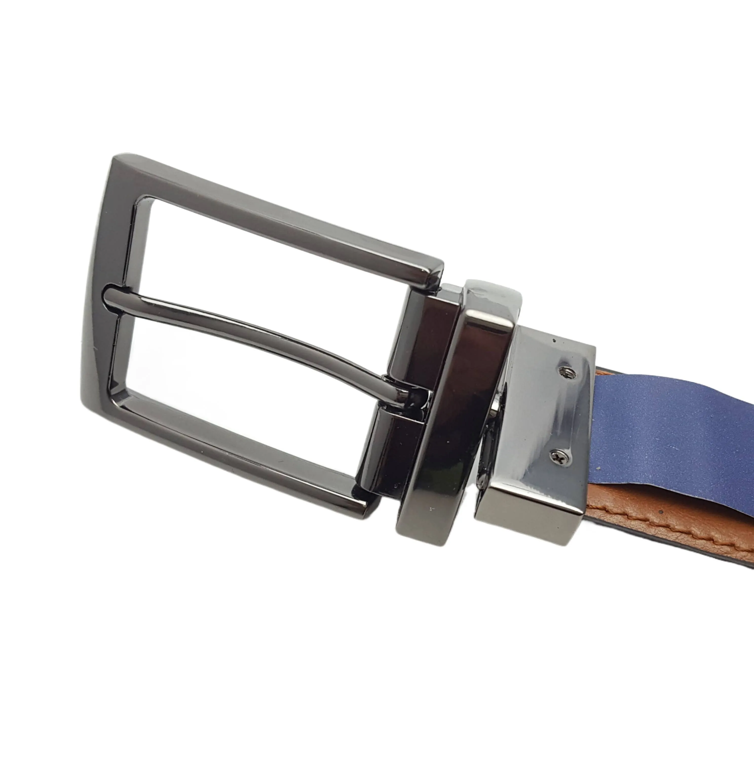 Men's Comfortable Classic Reversible Belt - Gun-metal Buckle / 36/38