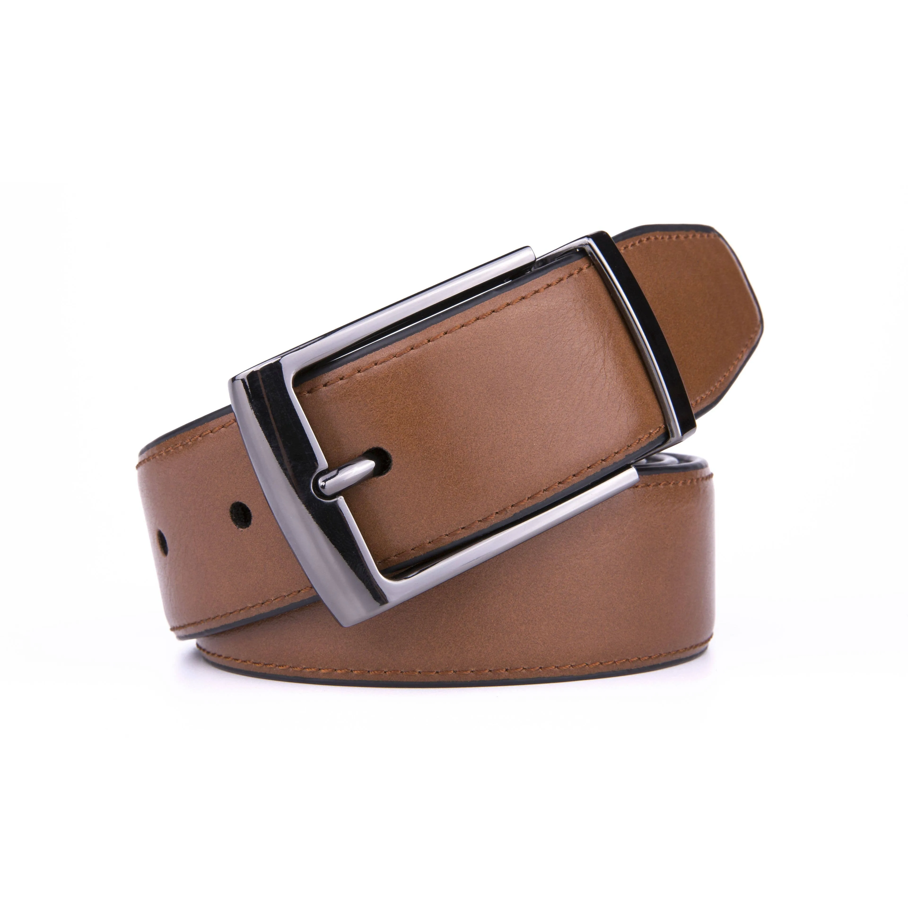 Men's Comfortable Classic Reversible Belt - Gun-metal Buckle / 36/38