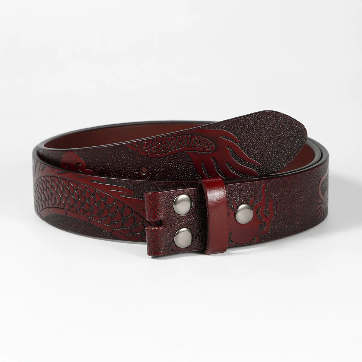Men's DIY Dragon Embossed Cloud Leather Belt