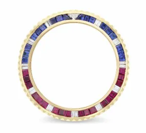 MENS SAPPHIRES, RUBIES, DIAMOND BEZEL FOR ROLEX 40MM SUBMARINER, GMT MASTER 2