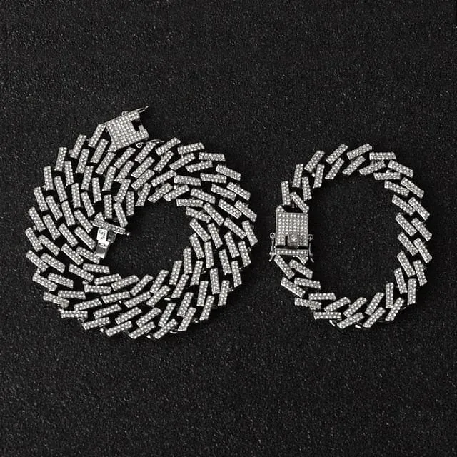 Miami Micro Pave Cuban Chain   Bracelet   Watch Set