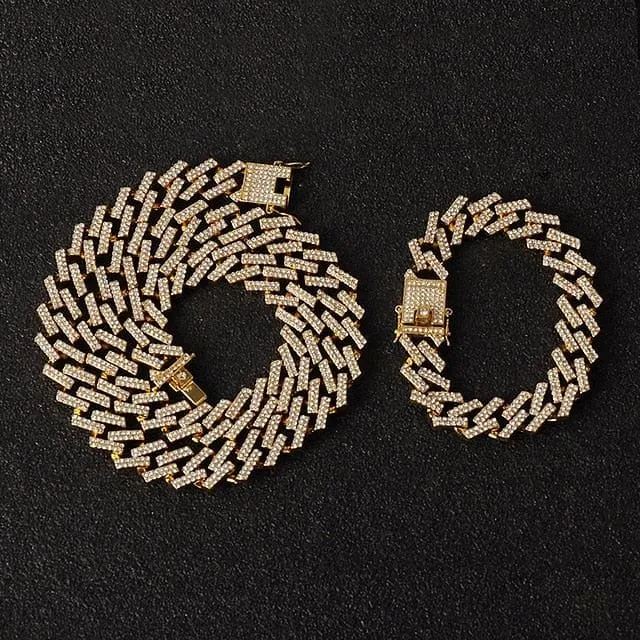 Miami Micro Pave Cuban Chain   Bracelet   Watch Set