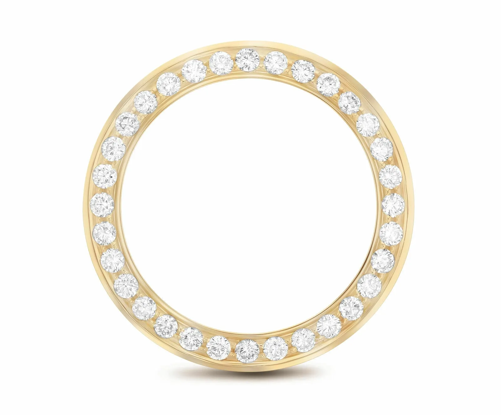 MIDSIZE 2CT BEAD SET DIAMOND BEZEL 14KY FOR ROLEX 31MM MASTERPIECE, PEARLMASTER