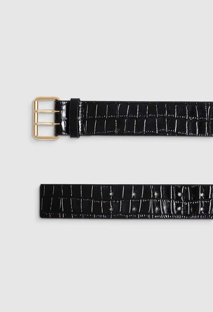 Mila Belt - Embossed Black