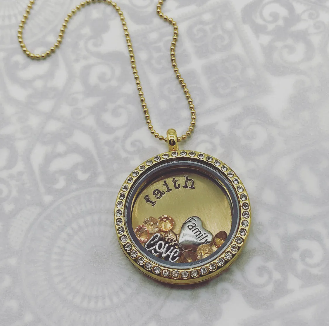 Never Lose Faith Memory Locket with Floating Charms
