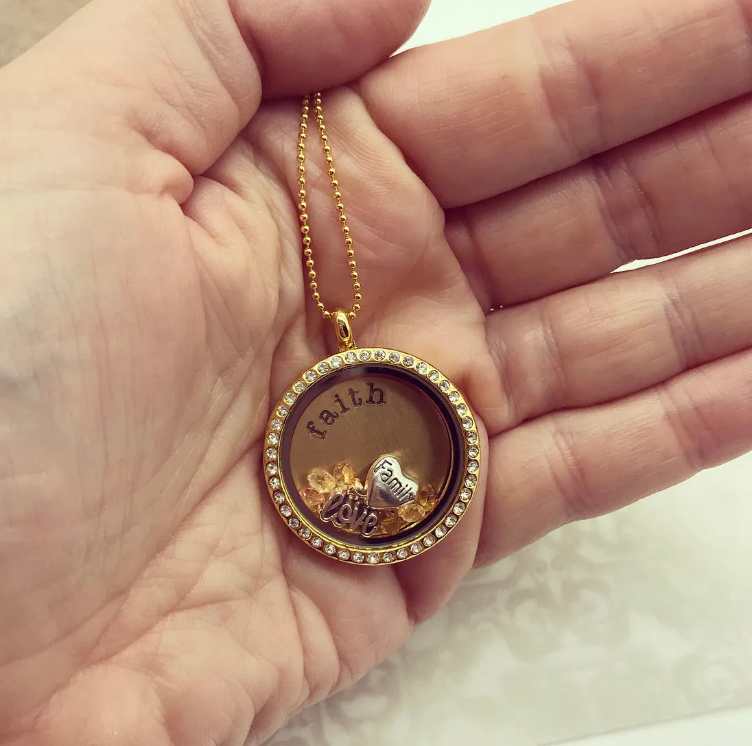 Never Lose Faith Memory Locket with Floating Charms