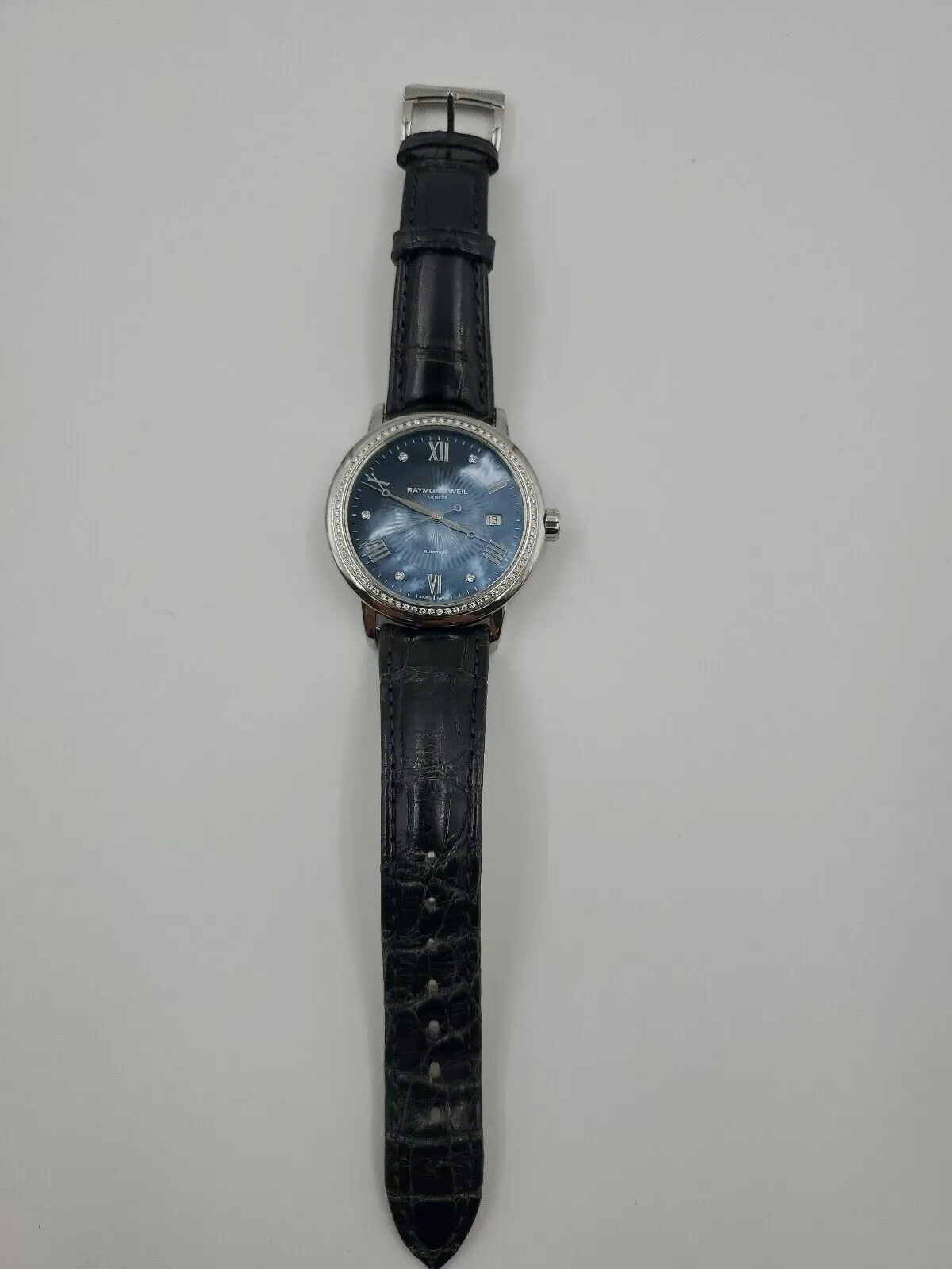 New Raymond Weil Women's 2837-SLS-00296 Maestro Blue Mother Pearl Diamond $3850