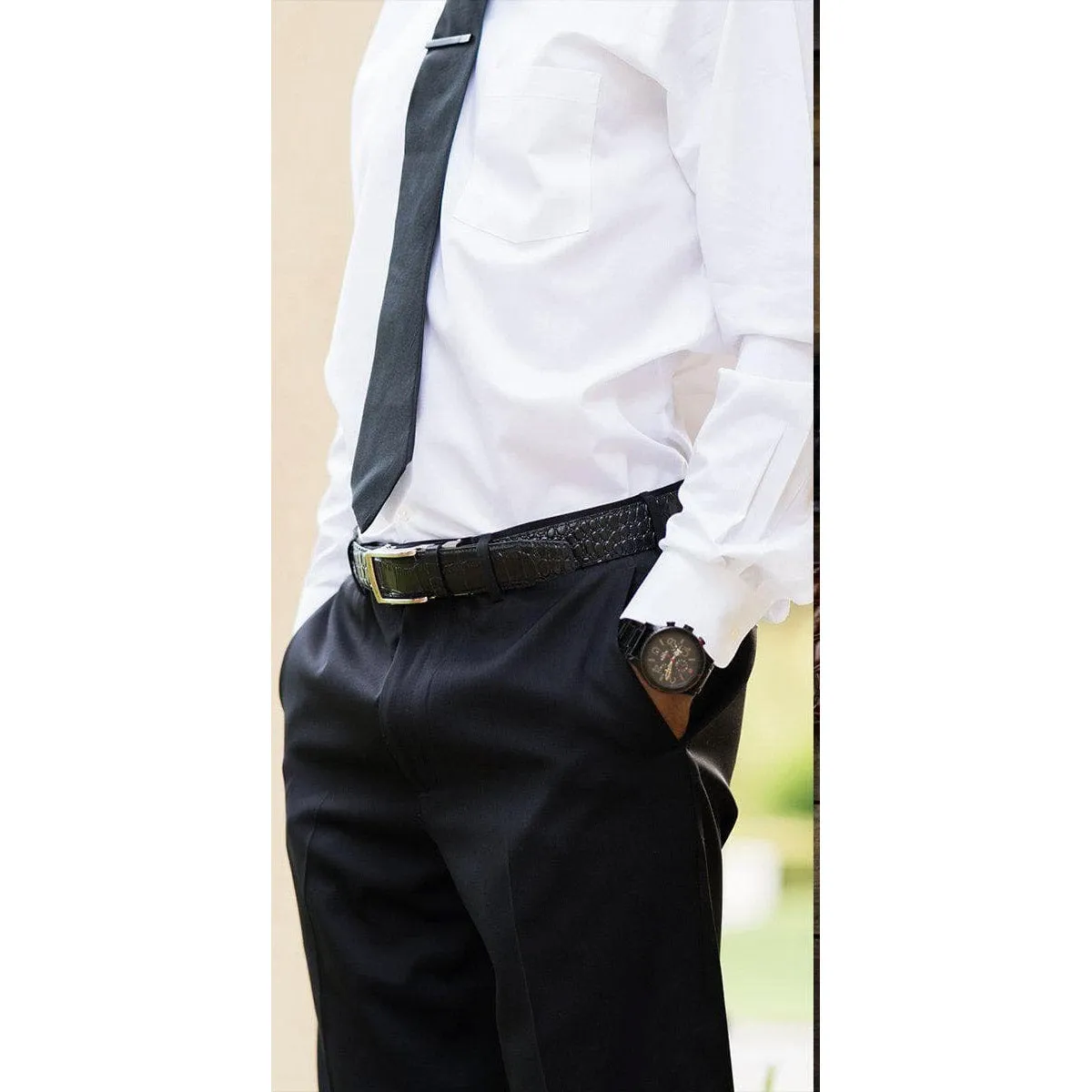 Nexbelt Alligator 2.0 Black Mens Dress Belt