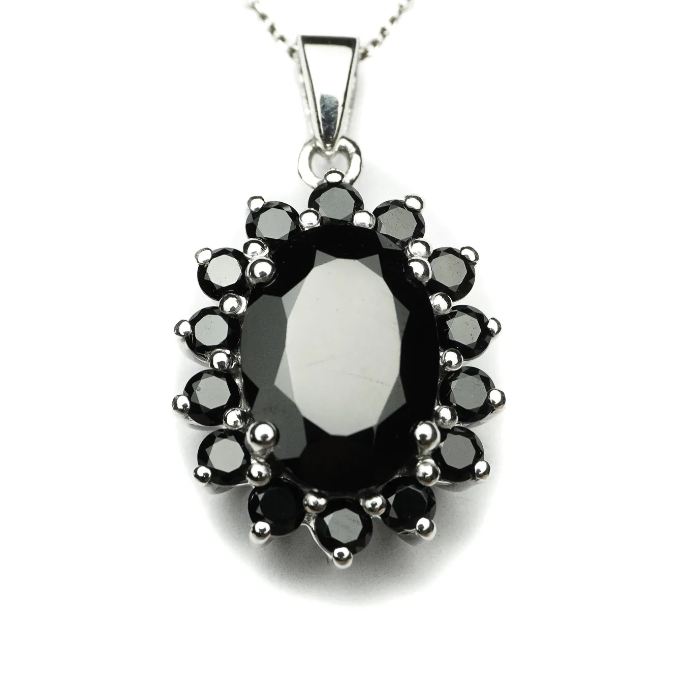 Night Sunflower Black Spinel Pendant (Comes with a complimentary silver chain)