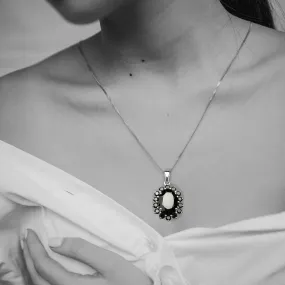 Night Sunflower Black Spinel Pendant (Comes with a complimentary silver chain)