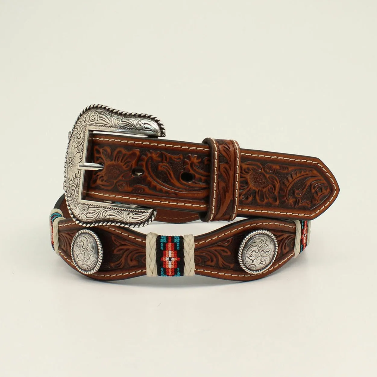 Nocona Men's Floral Embossed Scalloped Belt