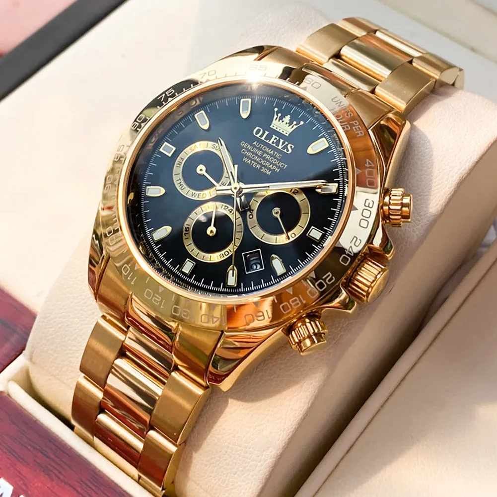 OLEVS Top Brand Men&#39;s Automatic Mechanical Watch Deep Waterproof Stainless Steel Strap Scratchproof Men Automatic Wristwatch