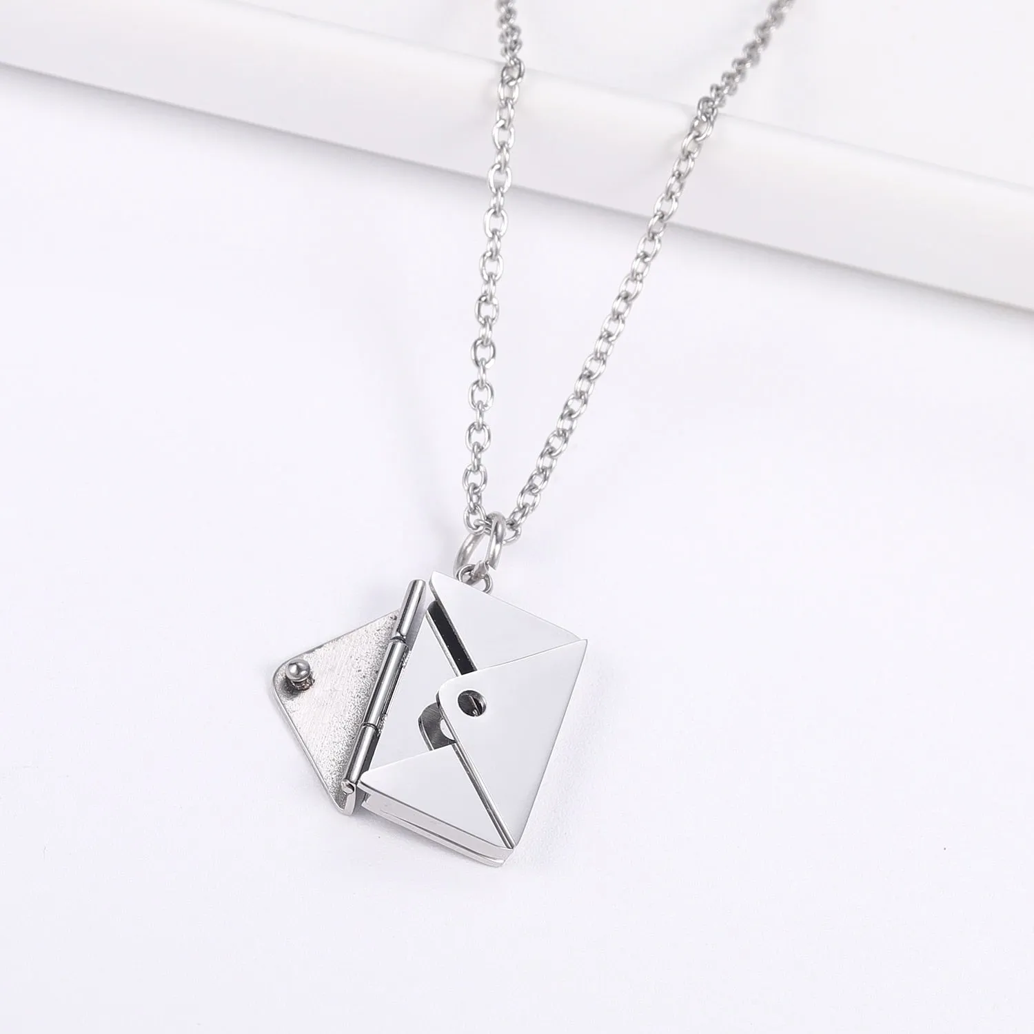 Personalized Custom Envelope Custom Photo Engraved Name Necklace Pendant
