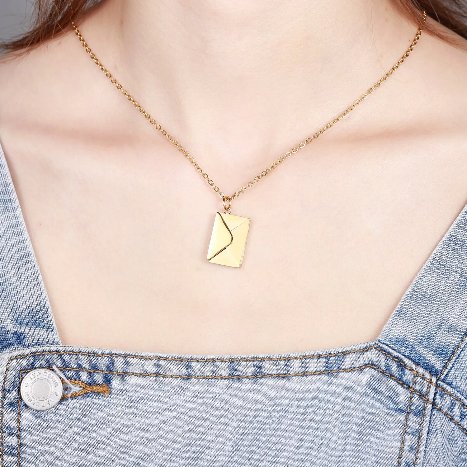 Personalized Custom Envelope Custom Photo Engraved Name Necklace Pendant