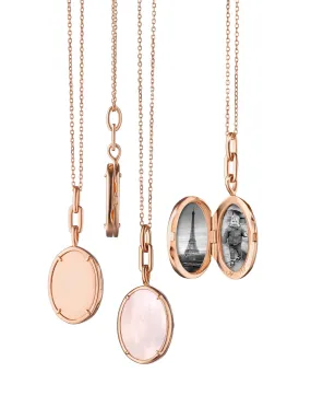 Pink Mother of Pearl Slice Locket Necklace