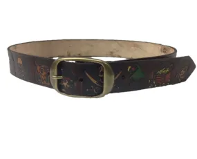 Pirate Skull Embossed Leather Belt