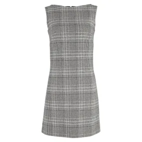 Prada Plaid Mini Sleeveless Shift Dress in Grey Wool