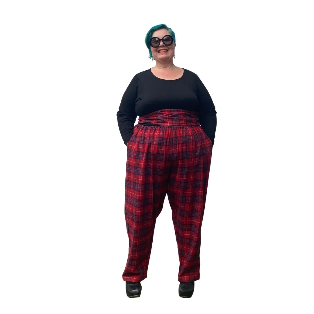 Red Tartan Reversible Obi Belt