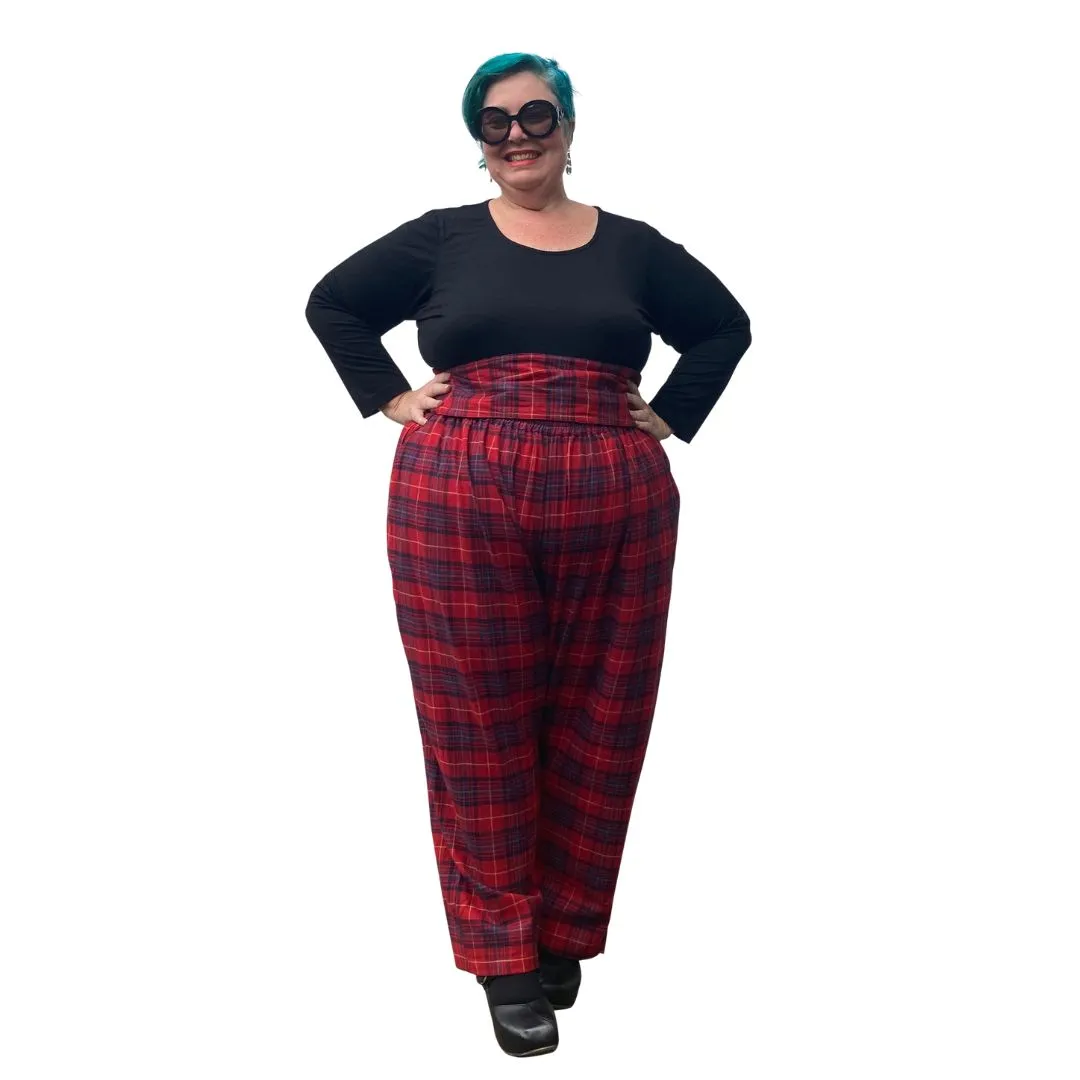 Red Tartan Reversible Obi Belt