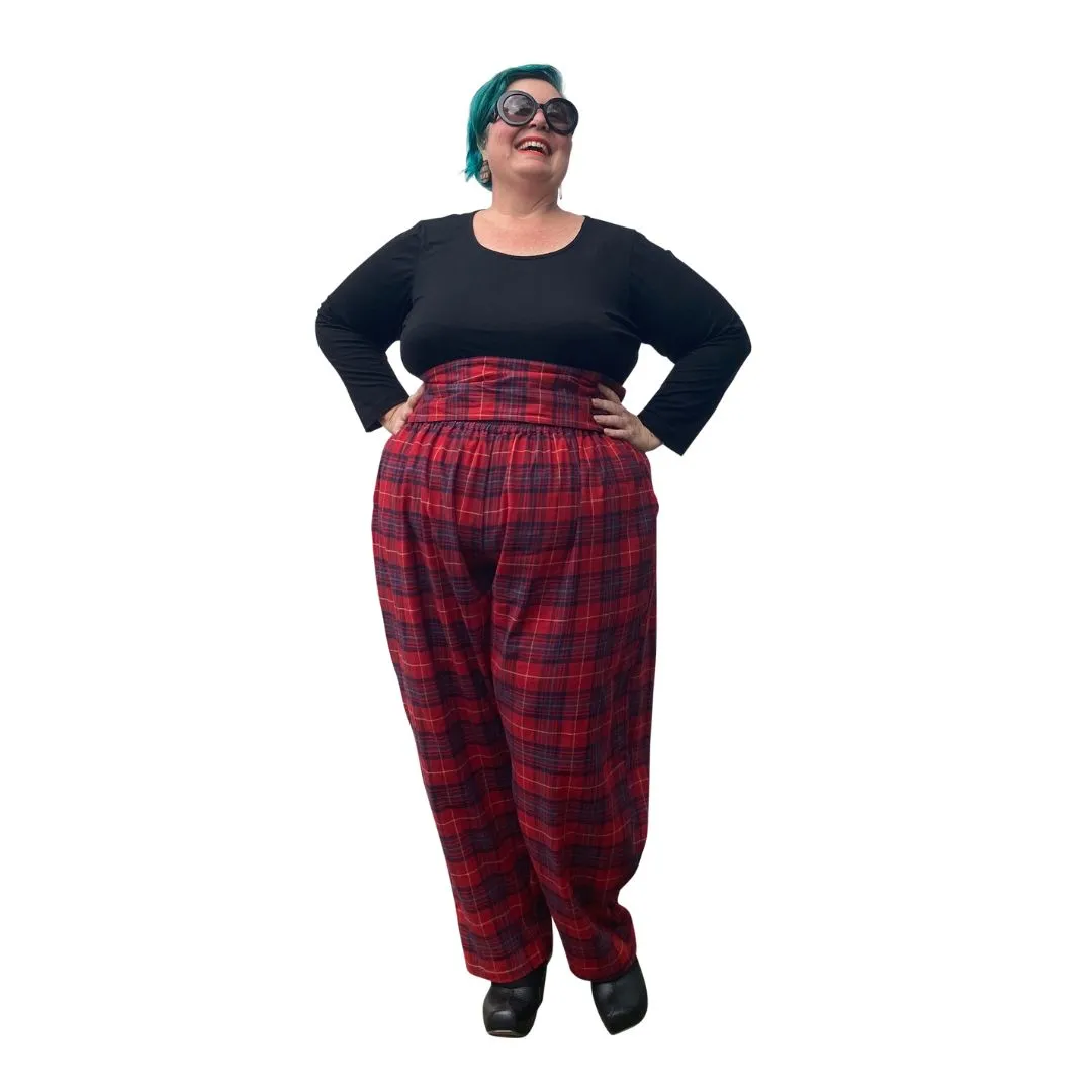 Red Tartan Reversible Obi Belt
