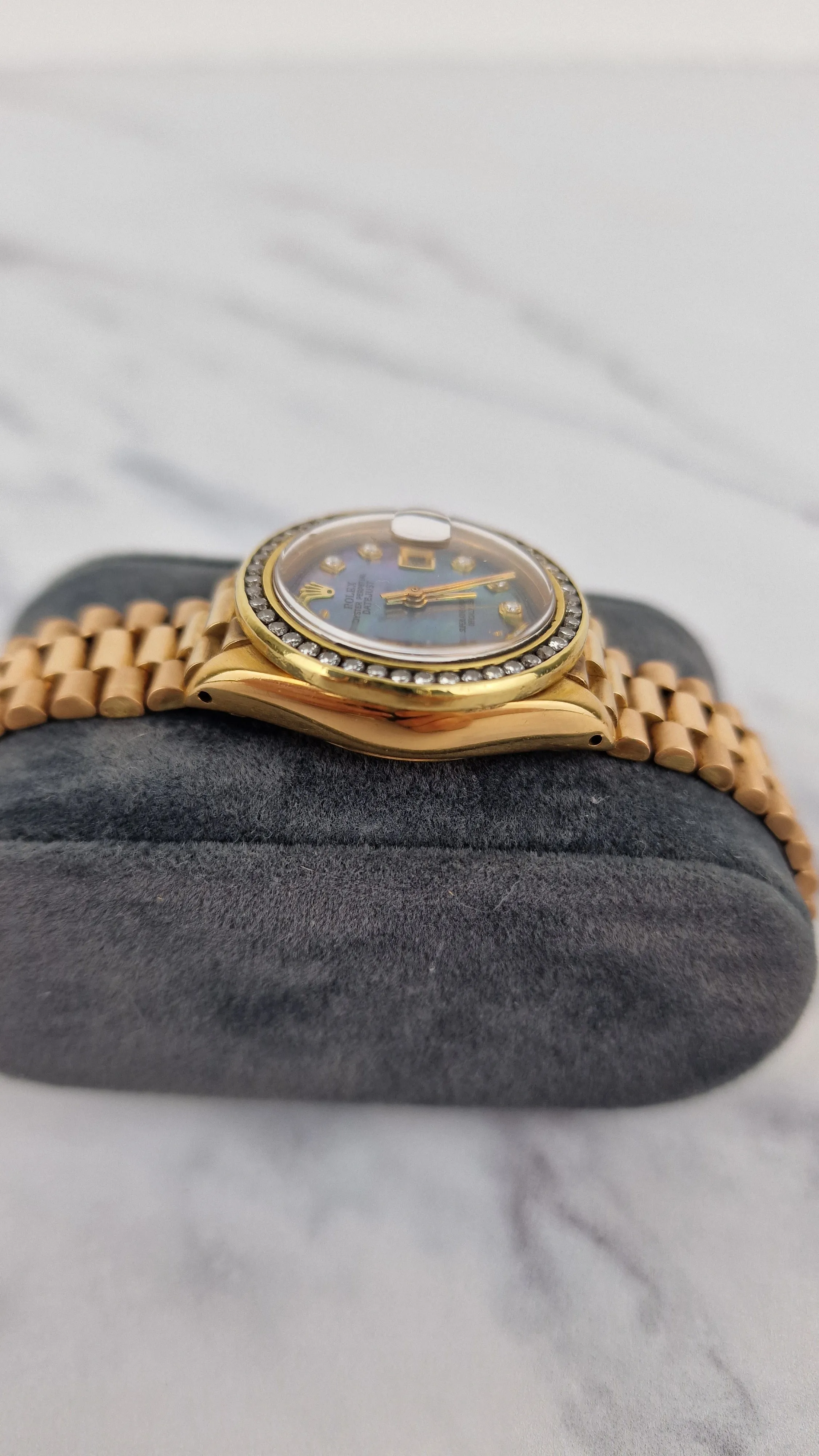 Rolex 18k Yellow Gold 26mm Lady President Datejust Diamond Bezel Tahitian MOP Diamond Dial Automatic Movement Mother of Pearl Watch - Rolex 6917