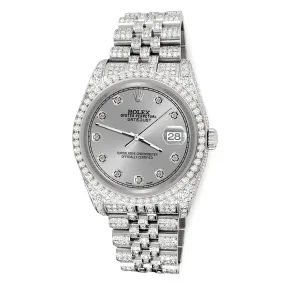 Rolex Datejust 36mm 10.2ct Diamond Gray Track Jubilee Watch  TFJ-142508397