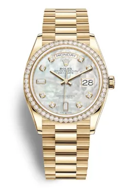 Rolex Day-Date 36 Mother of Pearl Dial 18kt Yellow Gold President Watch 128348MDP