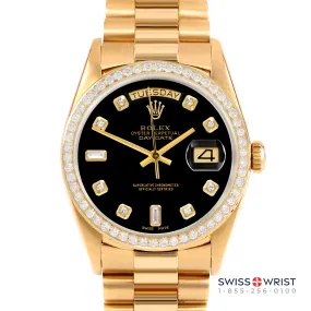Rolex Day-Date 36mm | 18238-BLK-DIA-AM-BDS-PRS