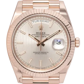 Rolex Day-Date 40 18ct Everose Gold Sundust Stripe Motif President 228235