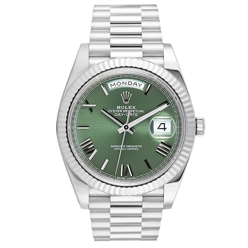 Rolex Day-Date 40 60th Anniversary 18ct White Gold Olive Green Dial 228239