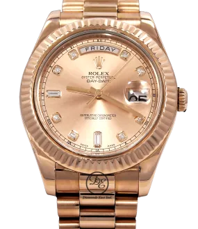 Rolex Day-Date II President 18K Rose Gold 218235 Factory Rose Diamond Dial