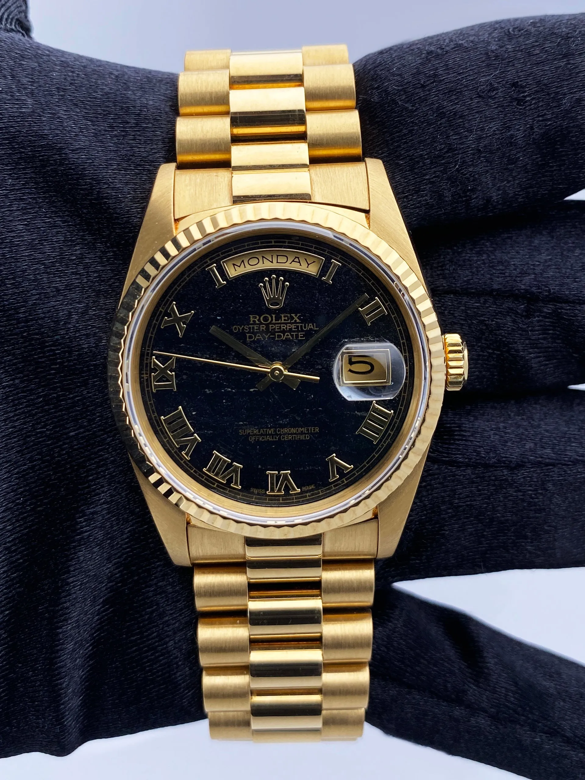 Rolex Day-Date President 18238 Ferrite Stone Dial Watch Box Papers