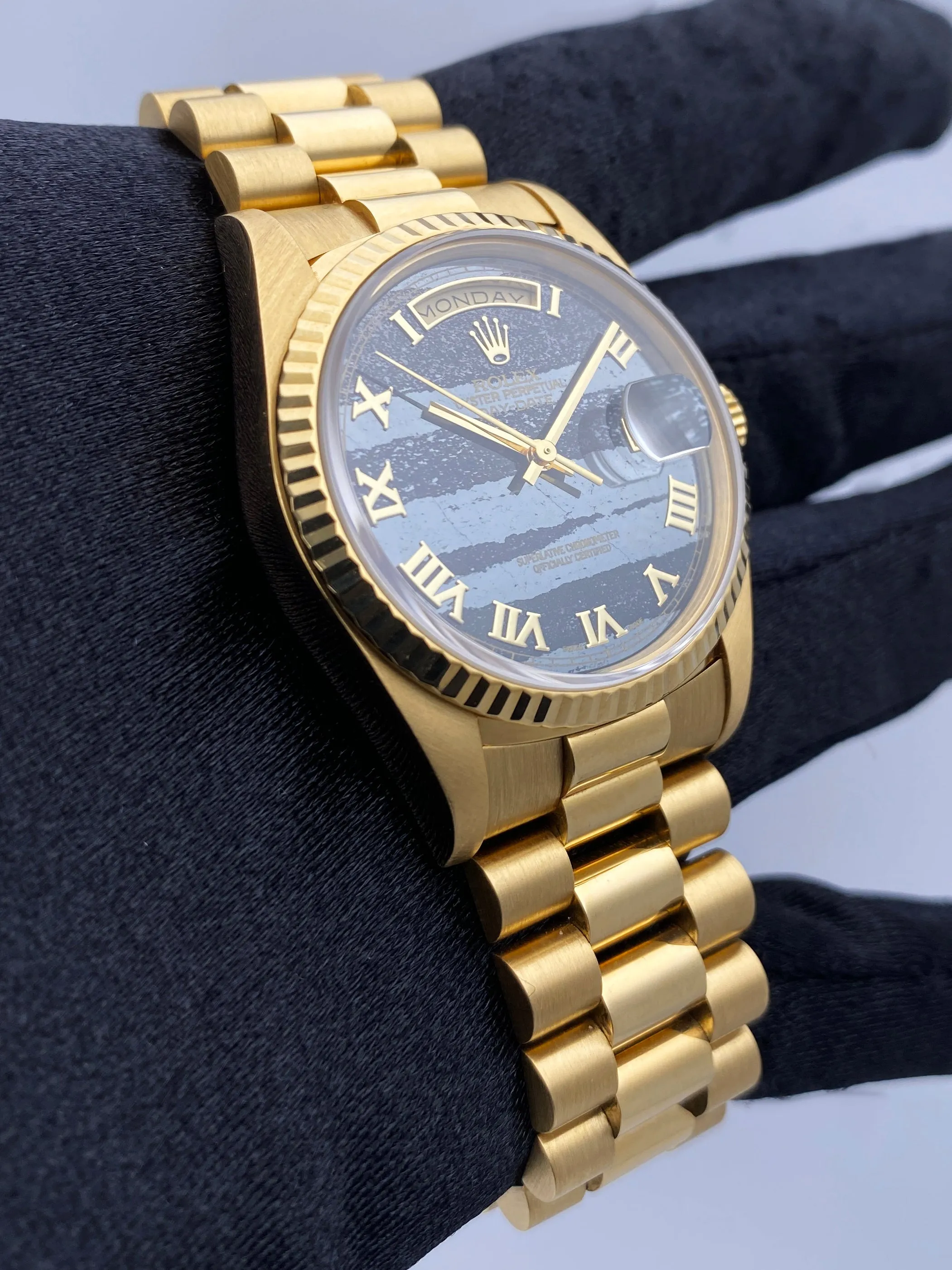 Rolex Day-Date President 18238 Ferrite Stone Dial Watch Box Papers