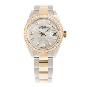 Rolex Lady Datejust Mother of Pearl Diamond Steel and 18K Yellow Gold Oyster Watch 279383MDO 279383 MDO