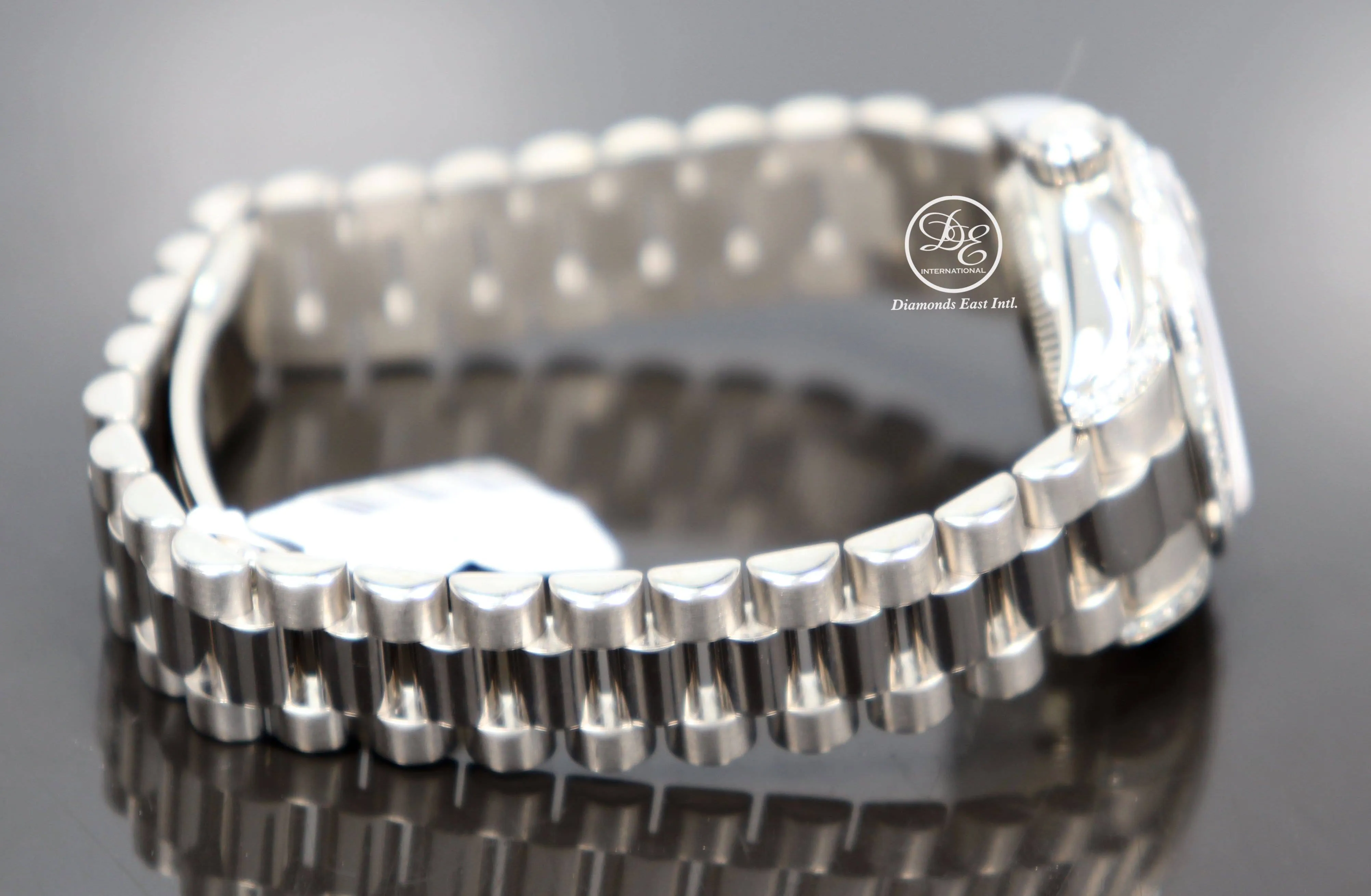 Rolex President 179159 Datejust 18K White Gold Factory Crown Collection MOP Diamond Dial and Bezel Watch