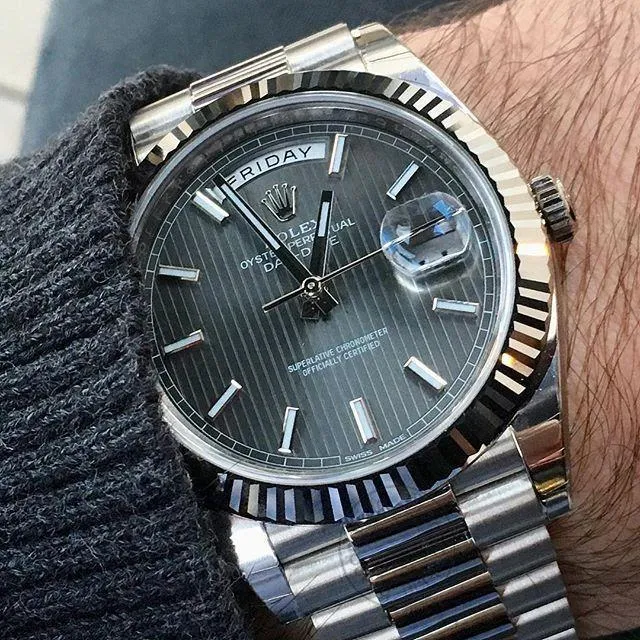 Rolex Watch Oyster Perpetual Day-Date Black Dial Metal Men's Automatic Watch For Man Gift Watch Rlx-Blk-655