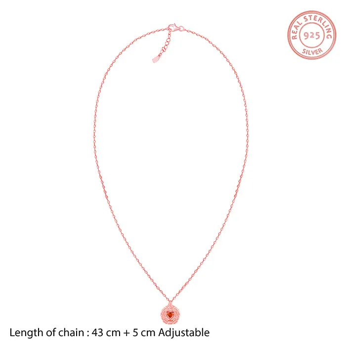 Rose Gold I Love You Floral Pendant With Link Chain