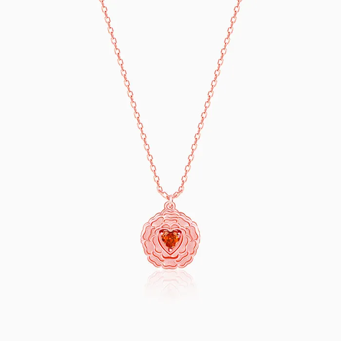 Rose Gold I Love You Floral Pendant With Link Chain