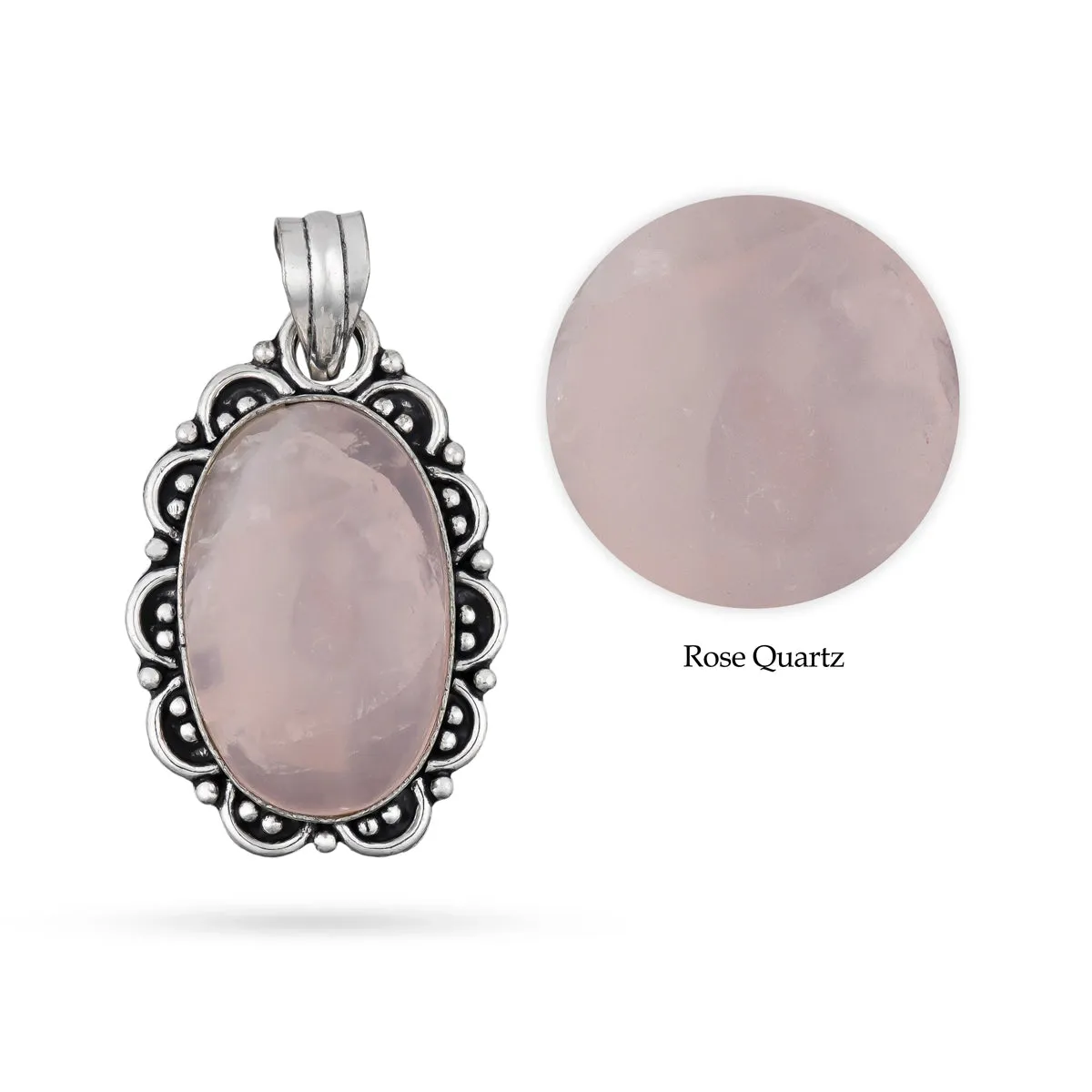 Rose Quartz Pendant - 2 x 1.5 Inches | Rose Quartz Crystal Locket/ Rose Quartz Dollar for Men & Women