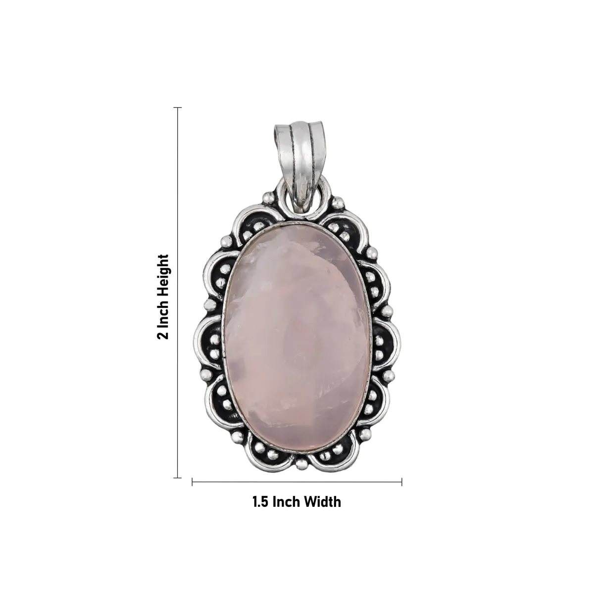 Rose Quartz Pendant - 2 x 1.5 Inches | Rose Quartz Crystal Locket/ Rose Quartz Dollar for Men & Women