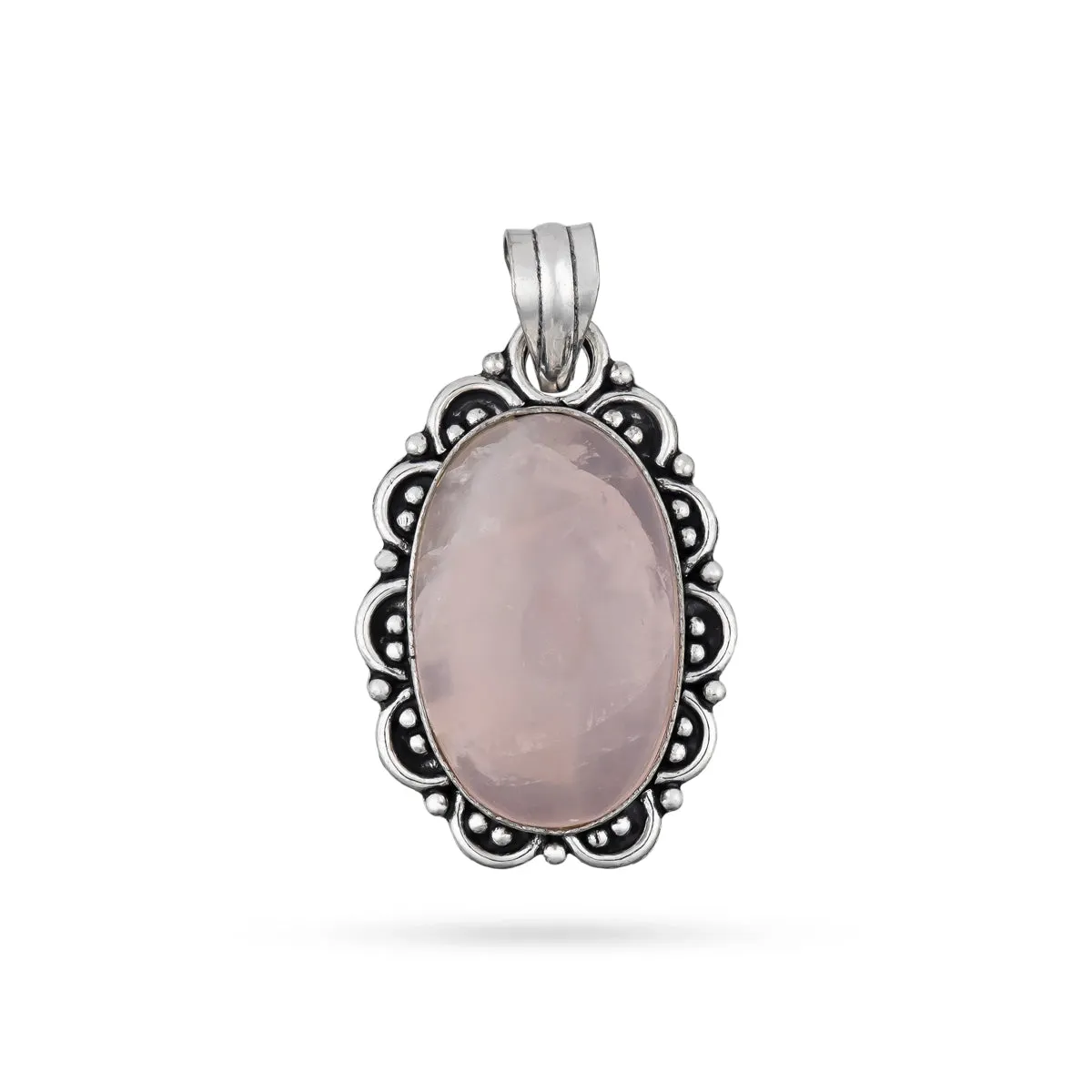 Rose Quartz Pendant - 2 x 1.5 Inches | Rose Quartz Crystal Locket/ Rose Quartz Dollar for Men & Women