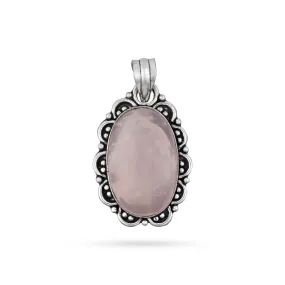 Rose Quartz Pendant - 2 x 1.5 Inches | Rose Quartz Crystal Locket/ Rose Quartz Dollar for Men & Women