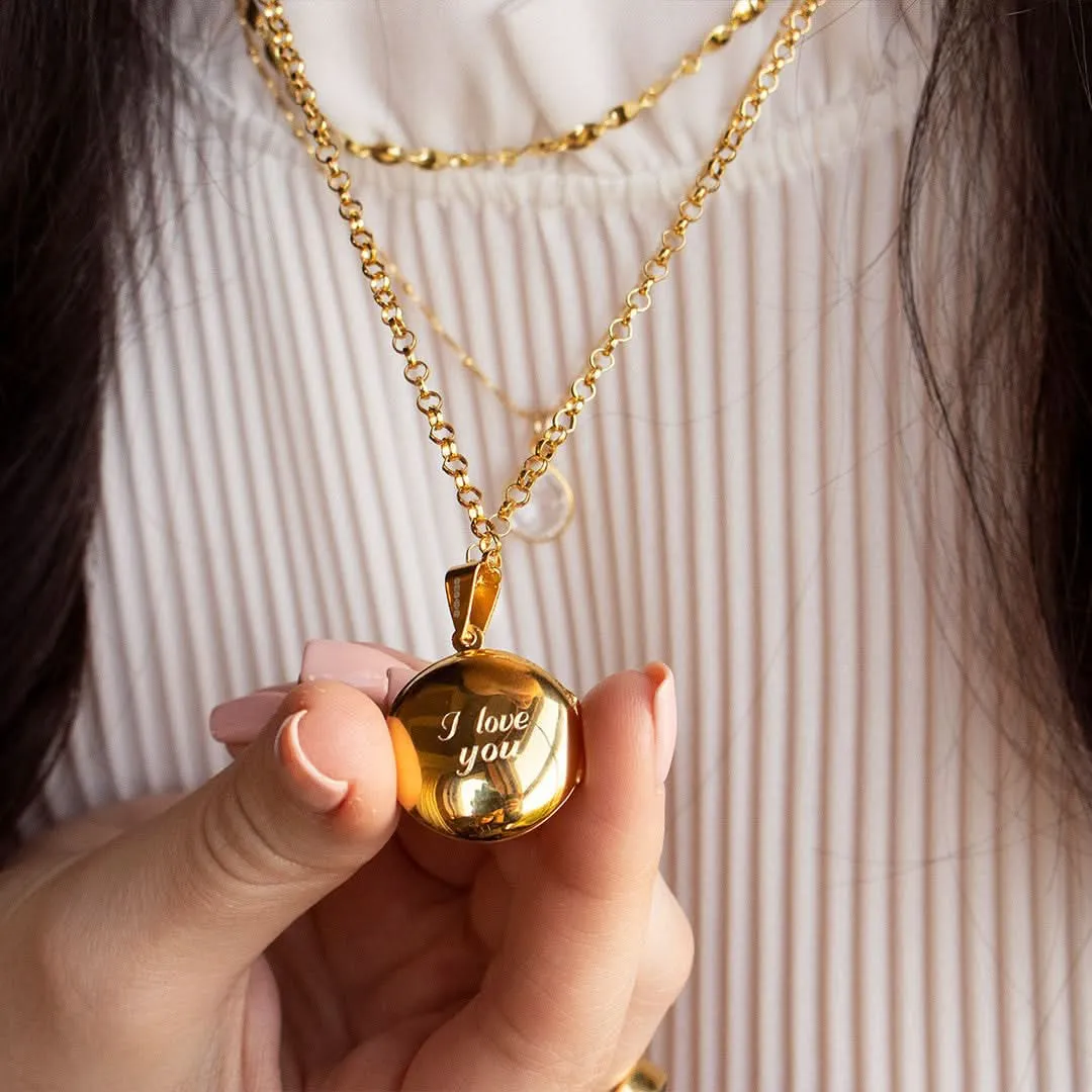Round Locket Necklace | Rose Gold