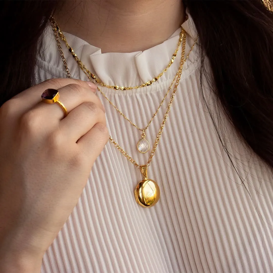 Round Locket Necklace | Rose Gold