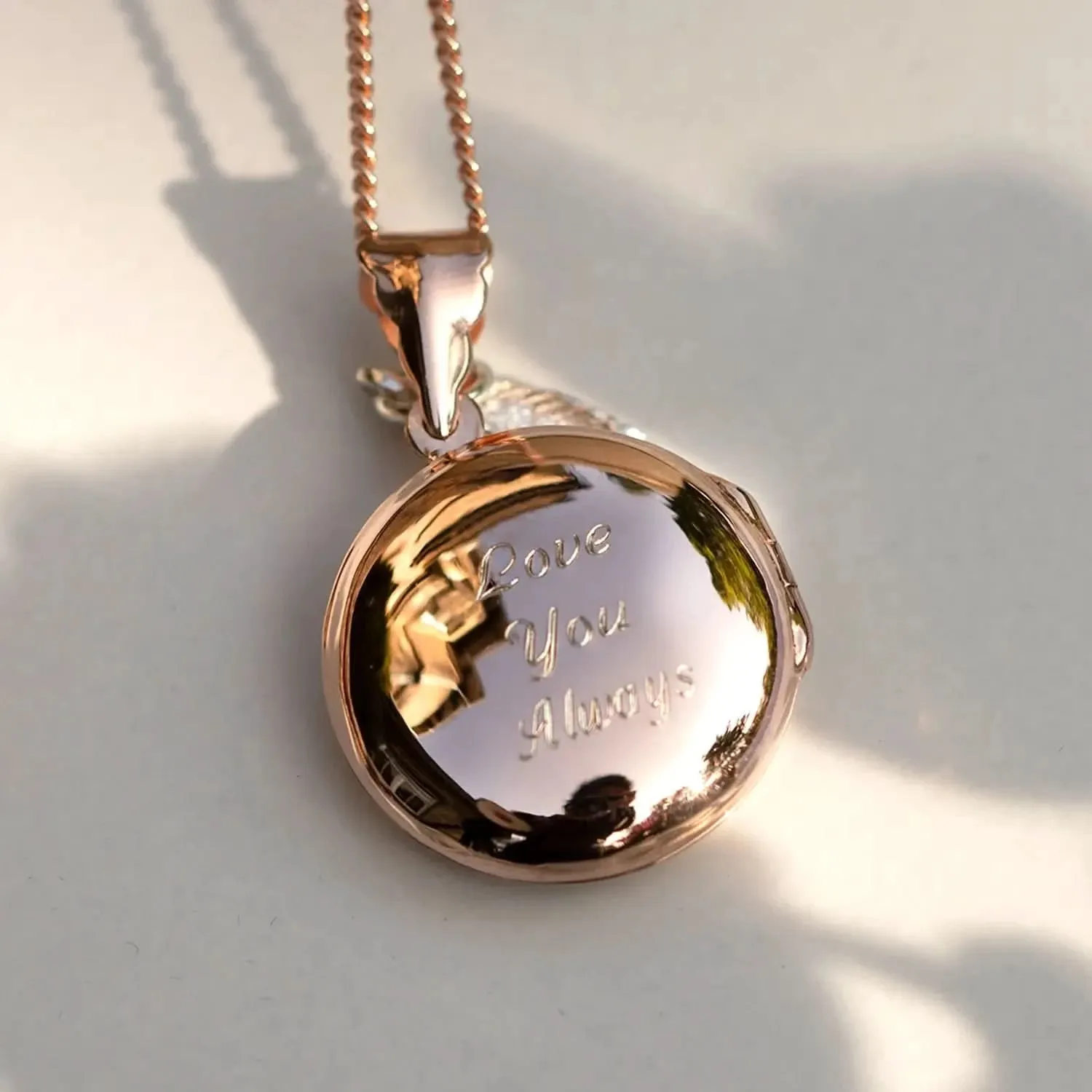 Round Locket Necklace | Rose Gold