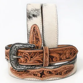 Round Top Hand Tooled Leather Belt